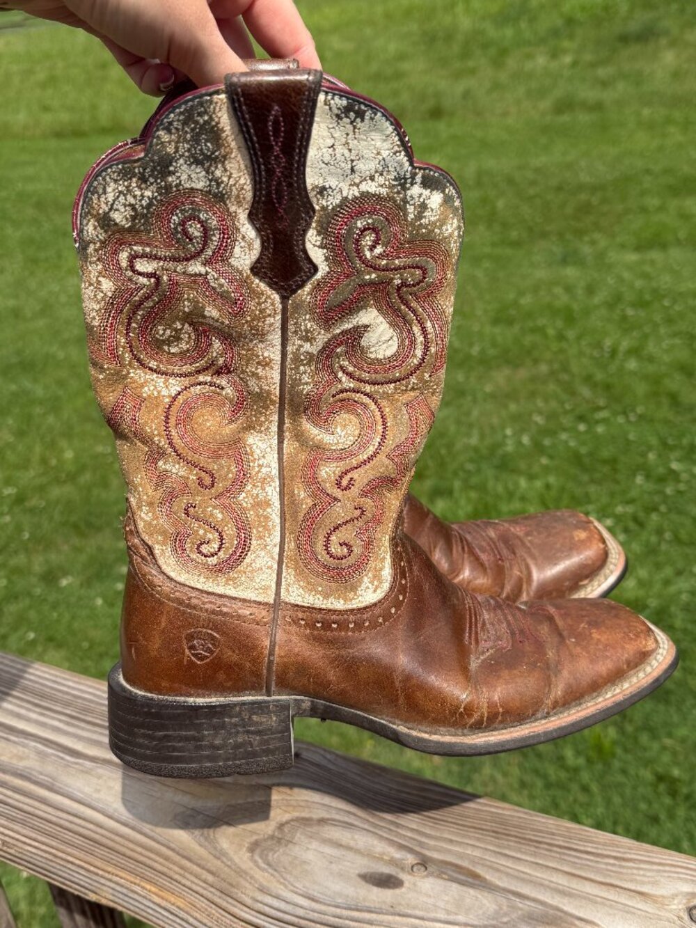 Ariat Heritage Western Cowgirl Boots Distressed Ranchcore Y2K 6.5 3756